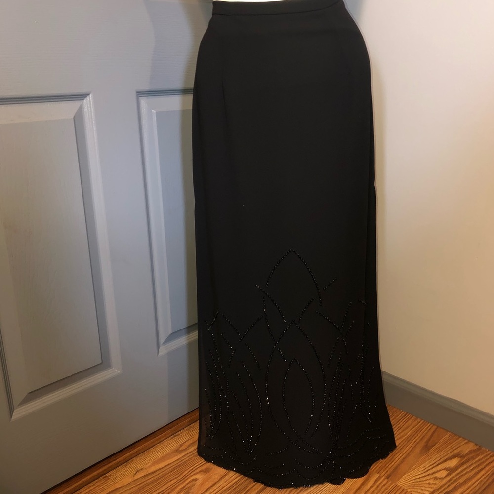 Dress barn Collection Black Beaded Maxi Skirt